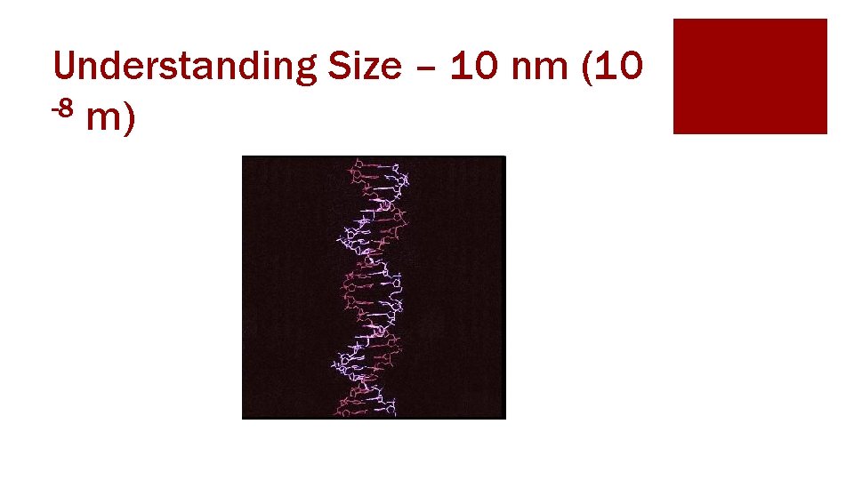 Understanding Size – 10 nm (10 -8 m) 