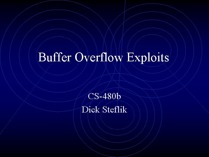 Buffer Overflow Exploits CS-480 b Dick Steflik 