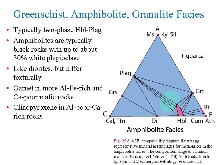 Greenschist, Amphibolite, Granulite Facies • Typically two-phase Hbl-Plag • Amphibolites are typically black rocks