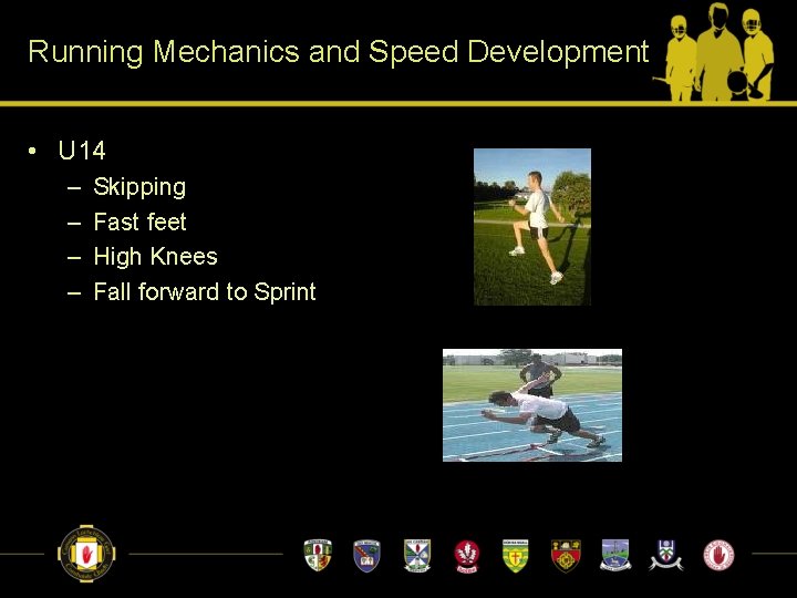 Running Mechanics and Speed Development • U 14 – – Skipping Fast feet High