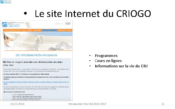  • Le site Internet du CRIOGO • Programmes • Cours en lignes •