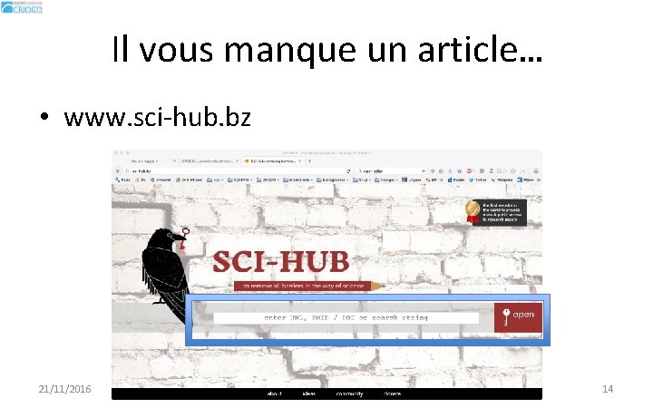 Il vous manque un article… • www. sci-hub. bz 21/11/2016 Introduction DIU IOA 2016