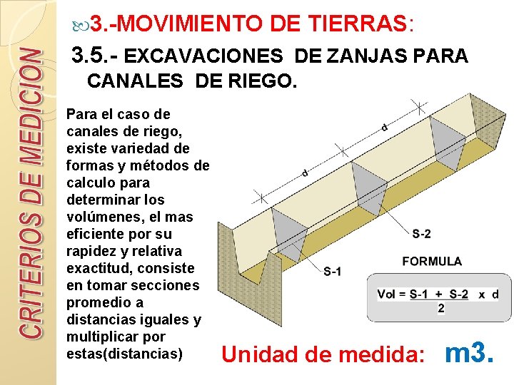  3. -MOVIMIENTO DE TIERRAS: 3. 5. - EXCAVACIONES DE ZANJAS PARA CANALES DE