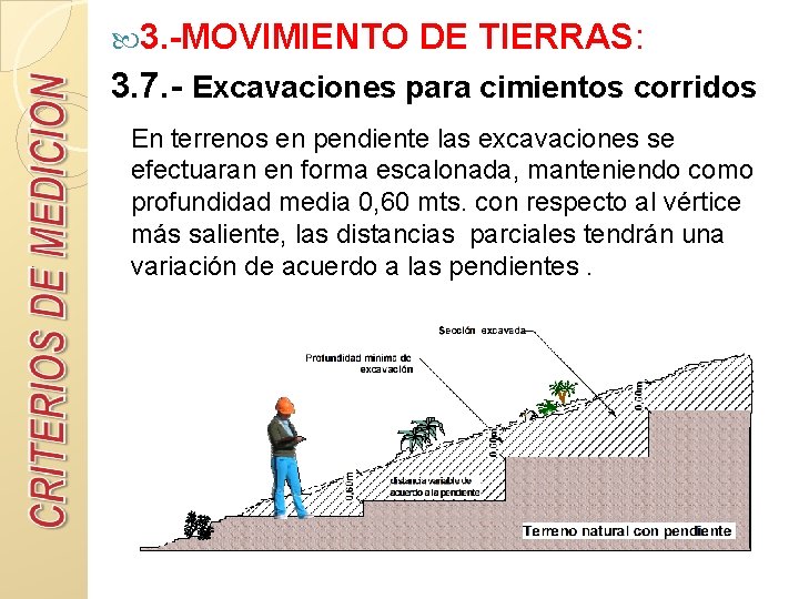  3. -MOVIMIENTO DE TIERRAS: 3. 7. - Excavaciones para cimientos corridos En terrenos