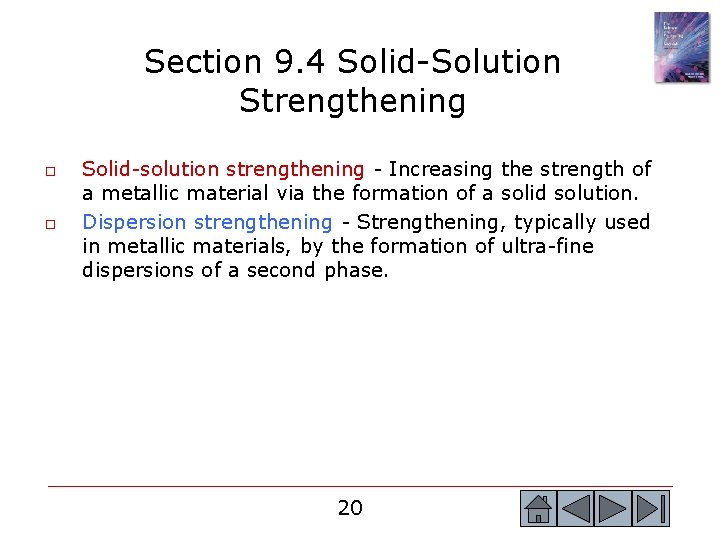 Section 9. 4 Solid-Solution Strengthening o o Solid-solution strengthening - Increasing the strength of