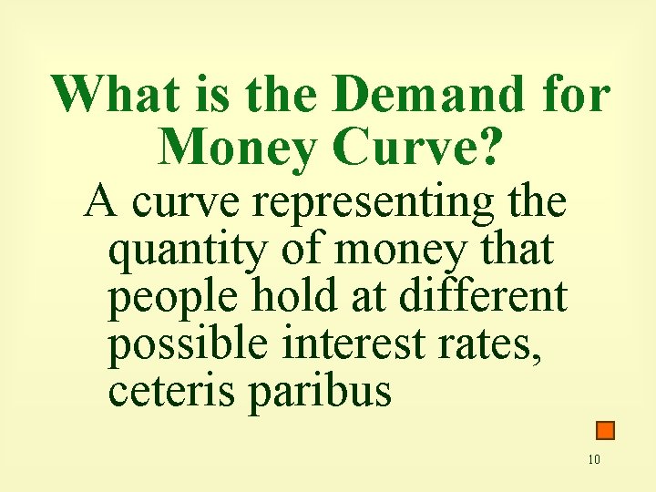 What is the Demand for Money Curve? A curve representing the quantity of money