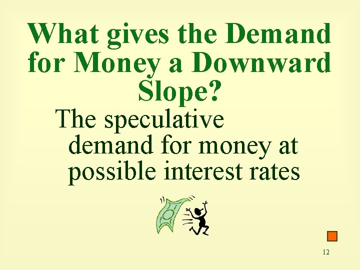 What gives the Demand for Money a Downward Slope? The speculative demand for money