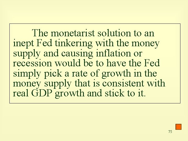 The monetarist solution to an inept Fed tinkering with the money supply and causing