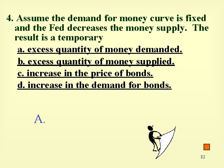 4. Assume the demand for money curve is fixed and the Fed decreases the