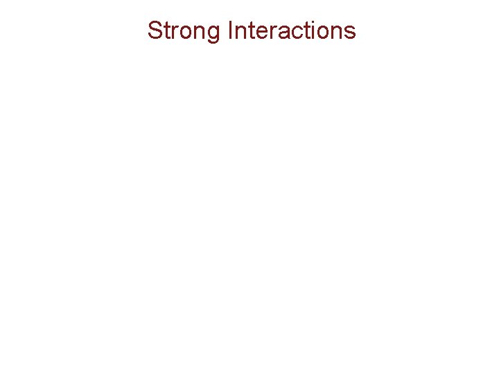 Strong Interactions Strong Interactions