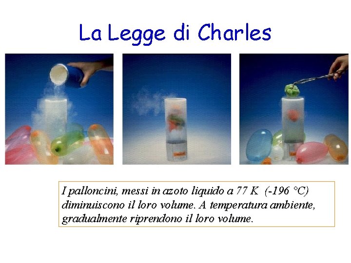 La Legge di Charles I palloncini, messi in azoto liquido a 77 K (-196