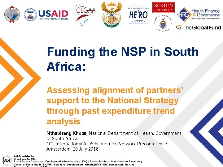 Funding the NSP in South Africa: Assessing alignment of partners’ support to the National
