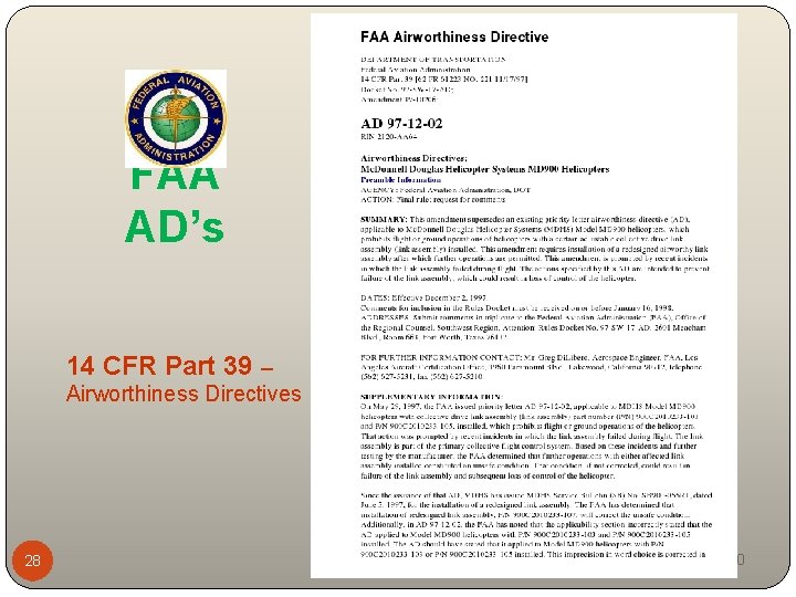 FAA AD’s 14 CFR Part 39 – Airworthiness Directives 28 Nov-20 