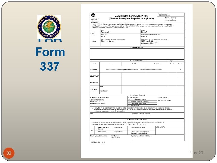 FAA Form 337 38 Nov-20 