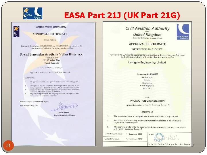 EASA Part 21 J (UK Part 21 G) 51 Nov-20 