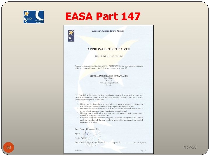 EASA Part 147 53 Nov-20 