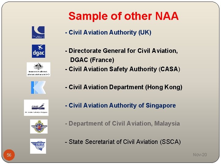 Sample of other NAA - Civil Aviation Authority (UK) - Directorate General for Civil