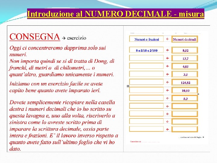 Introduzione al NUMERO DECIMALE - misura 