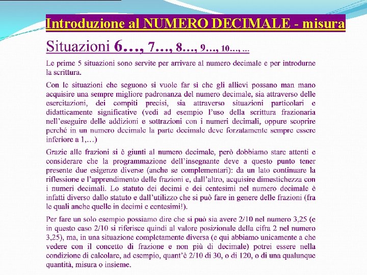 Introduzione al NUMERO DECIMALE - misura 