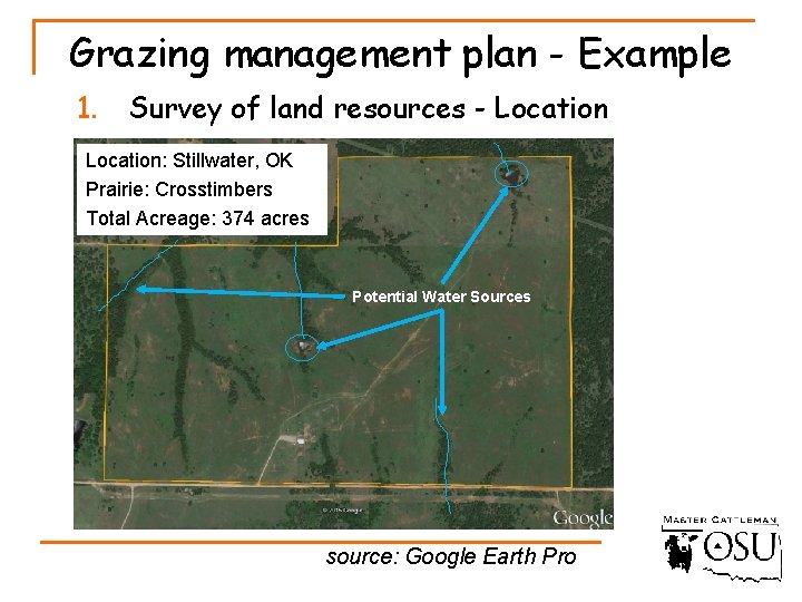 Grazing management plan - Example 1. Survey of land resources - Location: Stillwater, OK