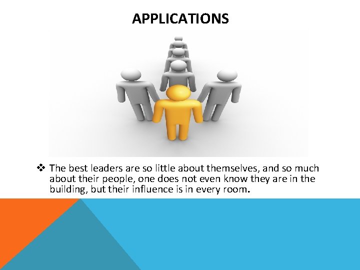 APPLICATIONS v The best leaders are so little about themselves, and so much about