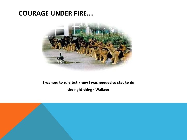 COURAGE UNDER FIRE…. I wanted to run, but knew I was needed to stay