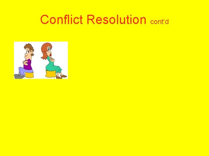 Conflict Resolution cont’d 