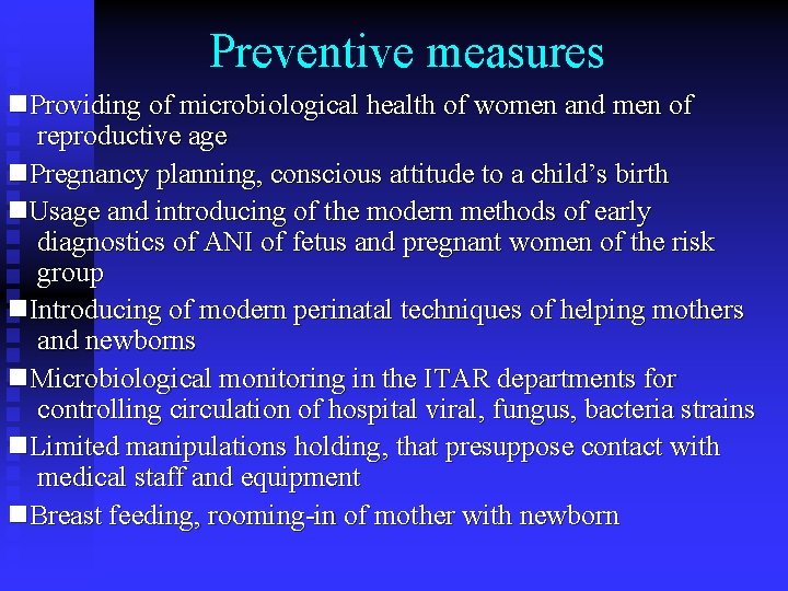 Preventive measures n. Providing of microbiological health of women and men of reproductive age