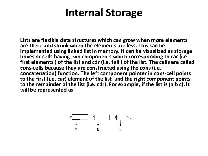 Internal Storage Lists are flexible data structures which can grow when more elements are