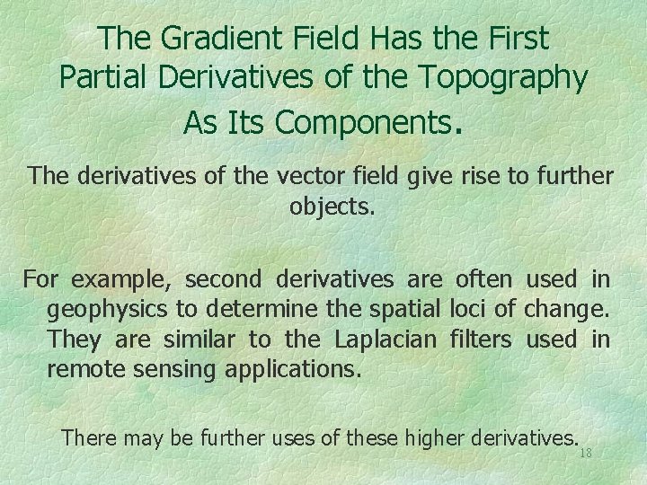 The Gradient Field Has the First Partial Derivatives of the Topography As Its Components.