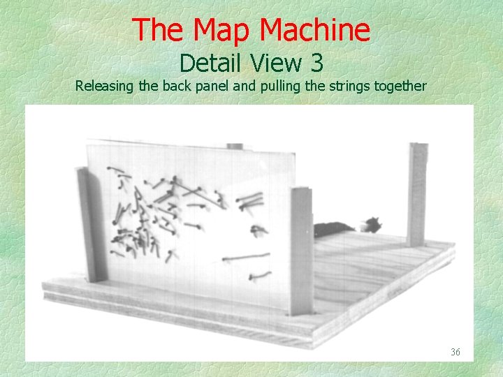 The Map Machine Detail View 3 Releasing the back panel and pulling the strings