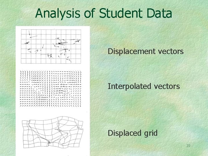 Analysis of Student Data Displacement vectors Interpolated vectors Displaced grid 39 