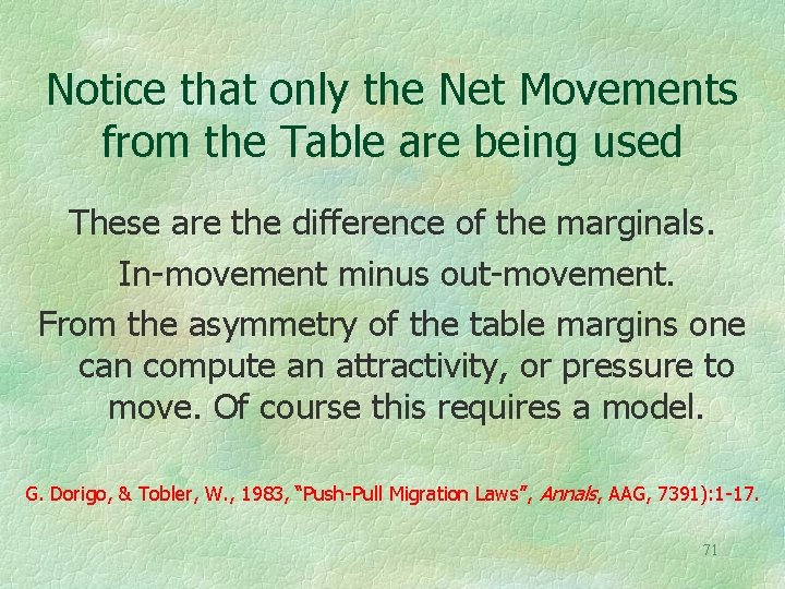 Notice that only the Net Movements from the Table are being used These are