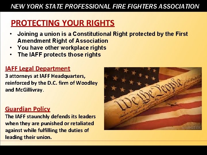 NEW YORK STATE PROFESSIONAL FIRE FIGHTERS ASSOCIATION PROTECTING YOUR RIGHTS • Joining a union