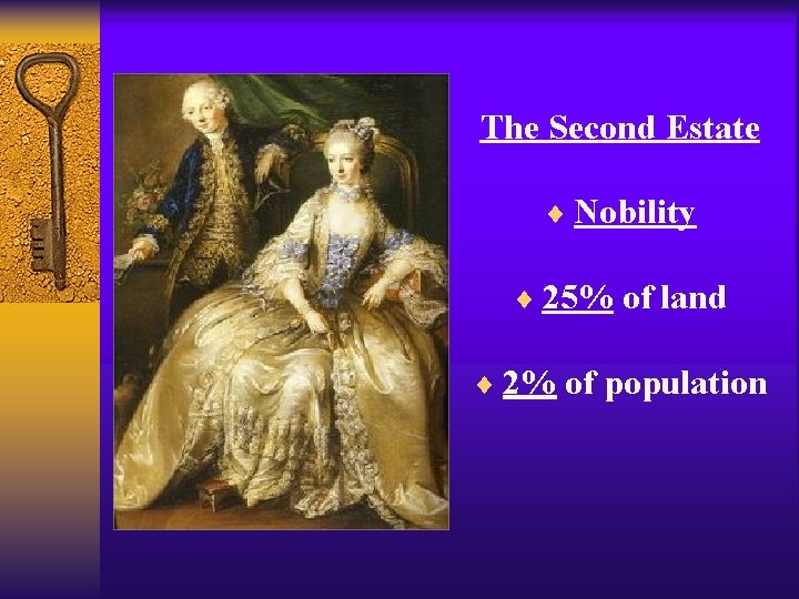 The Second Estate ¨ Nobility ¨ 25% of land ¨ 2% of population The Second Estate ¨ Nobility ¨ 25% of land ¨ 2% of population