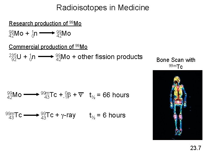 Radioisotopes in Medicine Research production of 99 Mo 98 Mo 42 + 10 n