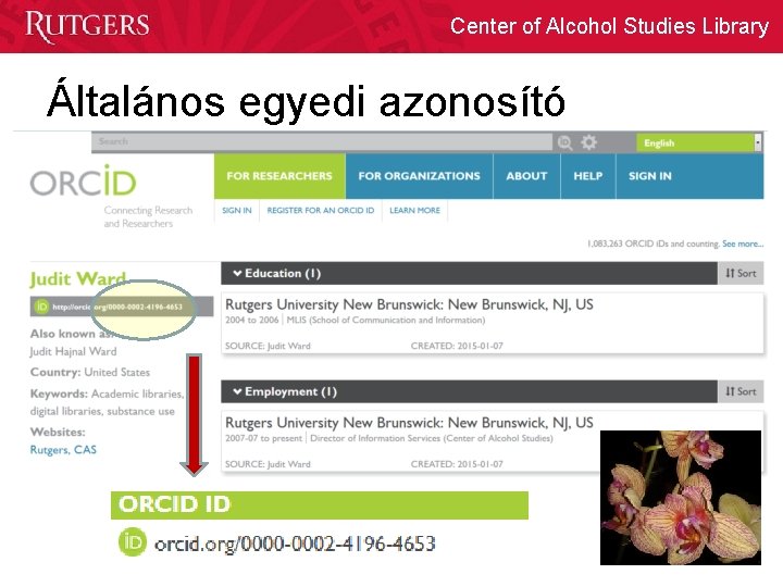 Center of Alcohol Studies Library Általános egyedi azonosító 