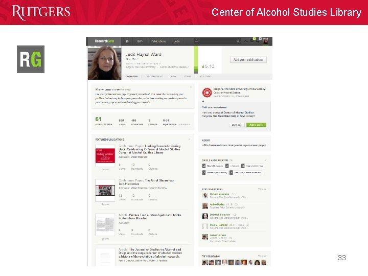 Center of Alcohol Studies Library 33 