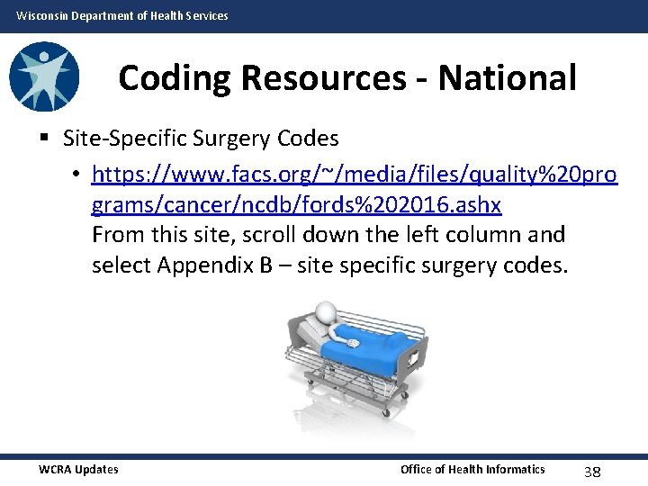 Wisconsin Department of Health Services Coding Resources - National § Site-Specific Surgery Codes •