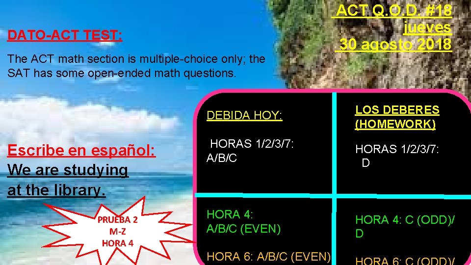 DATO-ACT TEST: The ACT math section is multiple-choice only; the SAT has some open-ended