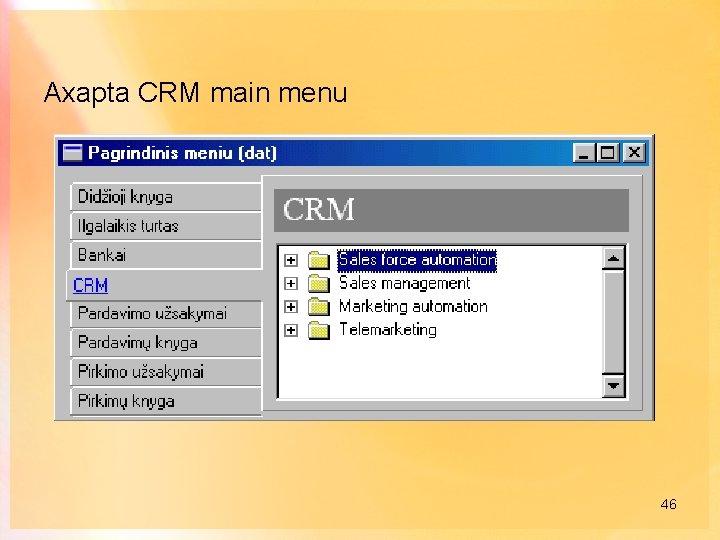 Axapta CRM main menu 46 