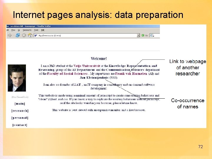 Internet pages analysis: data preparation 72 