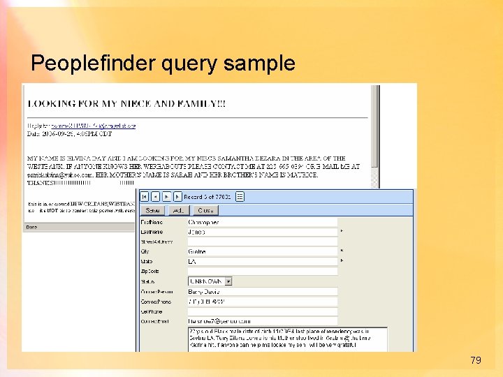 Peoplefinder query sample 79 