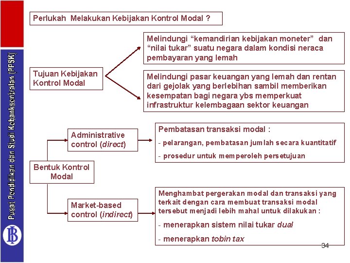 Perlukah Melakukan Kebijakan Kontrol Modal ? Melindungi “kemandirian kebijakan moneter” dan “nilai tukar” suatu