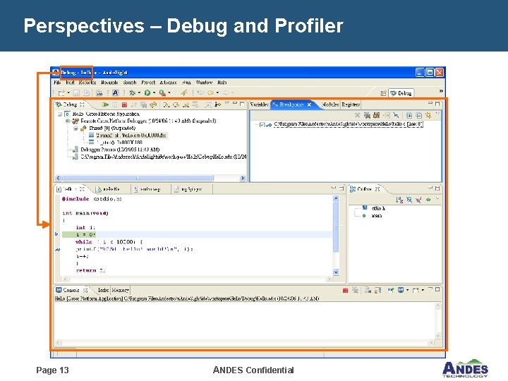 Perspectives – Debug and Profiler Page 13 ANDES Confidential 
