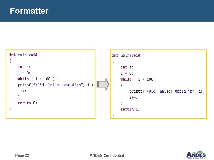 Formatter Page 22 ANDES Confidential 