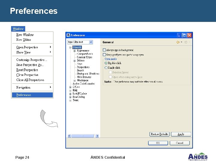 Preferences Page 24 ANDES Confidential 