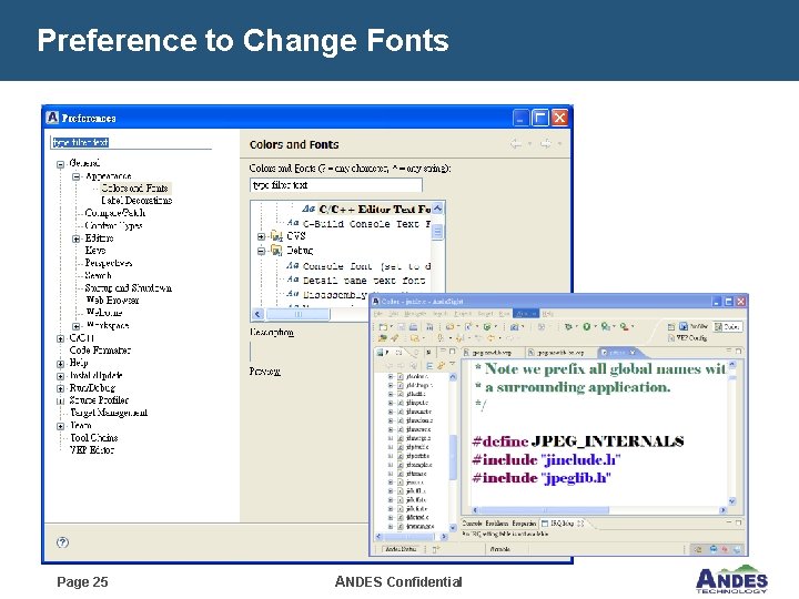 Preference to Change Fonts Page 25 ANDES Confidential 