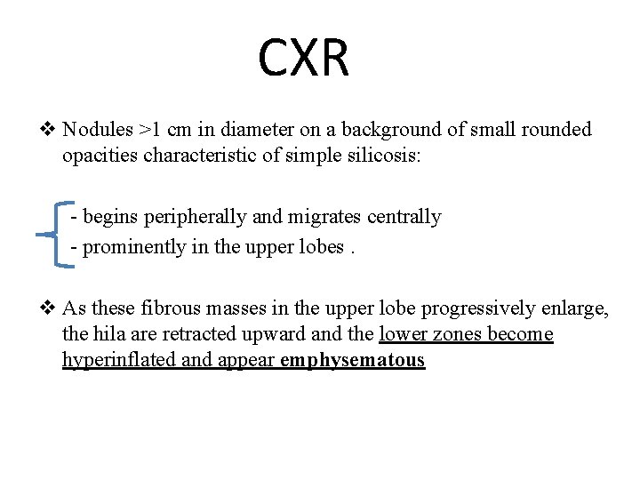 CXR v Nodules >1 cm in diameter on a background of small rounded opacities