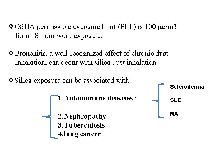 v. OSHA permissible exposure limit (PEL) is 100 μg/m 3 for an 8 -hour